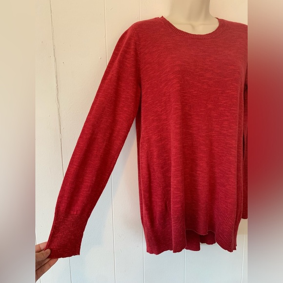 Eileen Fisher Red High Low Organic Linen and Organic Cotton Sweater SP PETITE - Picture 2 of 5